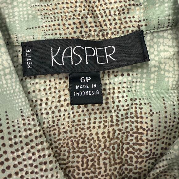 Kasper Petite 6P Blouse Abstract Dot Print Button-Up Shirt - Picture 8 of 10